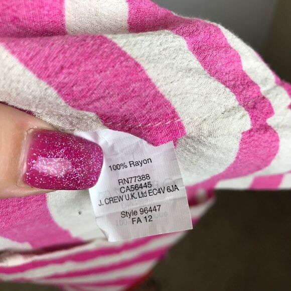 J. Crew Stripe Pink 3/4 Quarter Sleeve Blouse Top - Picture 6 of 6
